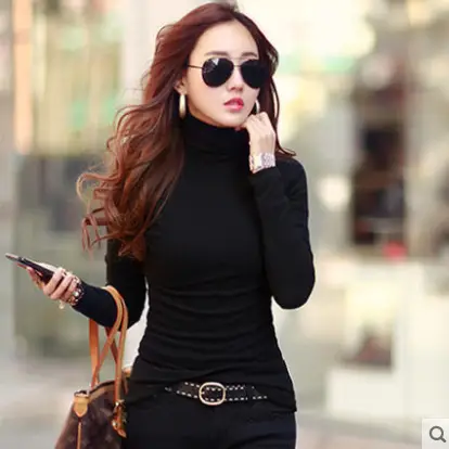 Women's Long Sleeve T-Shirt Pure Color Round Neck - Image 28