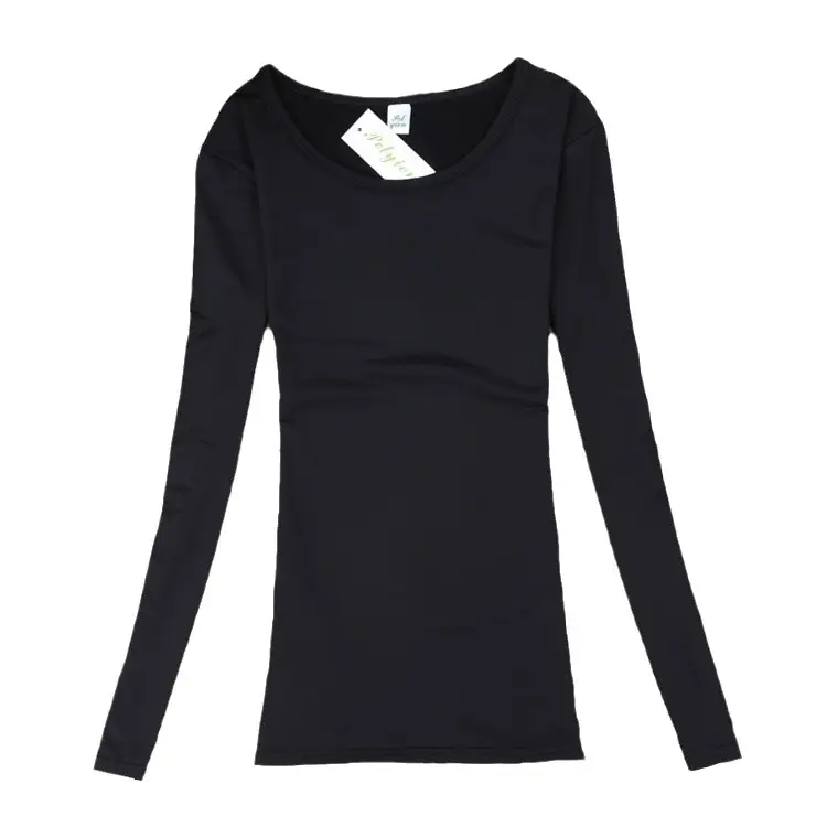 Women's Long Sleeve T-Shirt Pure Color Round Neck - Image 30