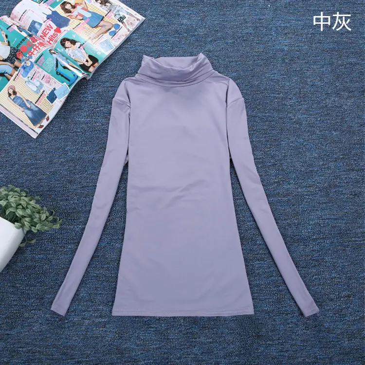 Women's Long Sleeve T-Shirt Pure Color Round Neck - Image 16