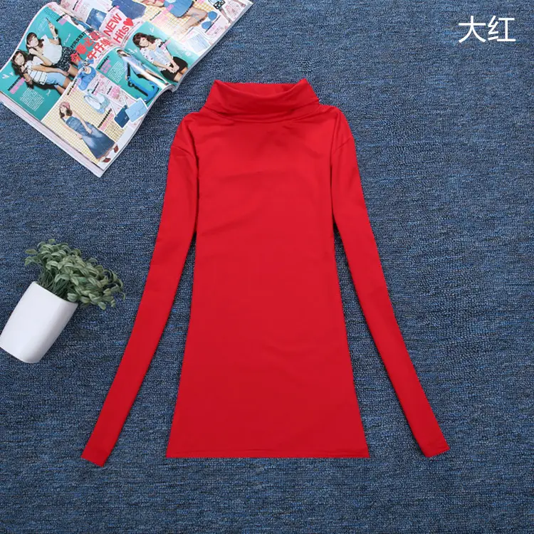 Women's Long Sleeve T-Shirt Pure Color Round Neck - Image 18
