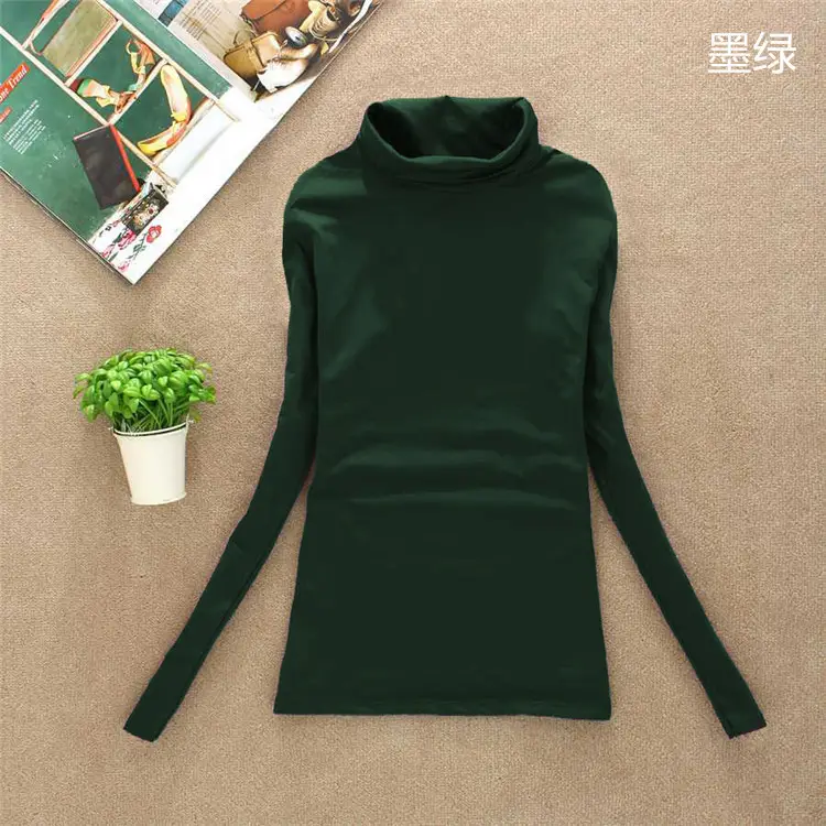 Women's Long Sleeve T-Shirt Pure Color Round Neck - Image 21