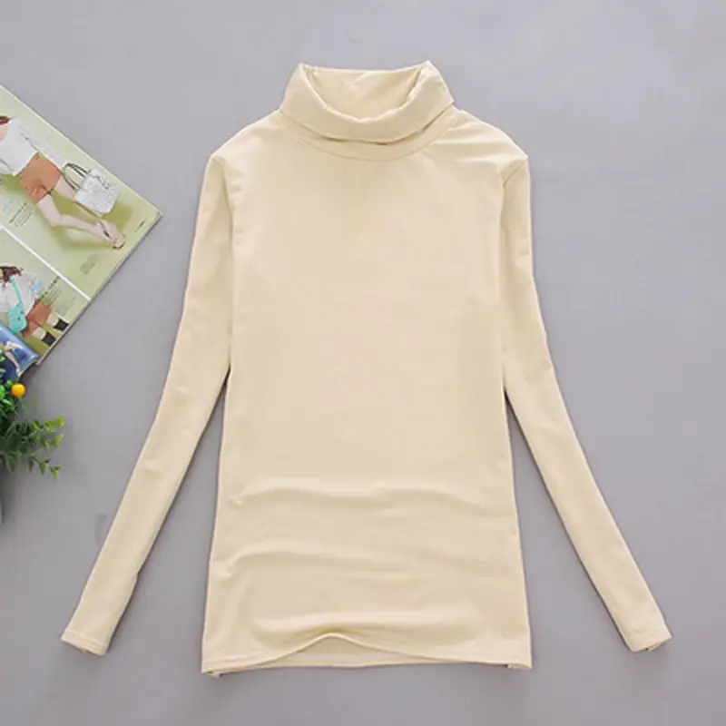 Women's Long Sleeve T-Shirt Pure Color Round Neck - Image 23