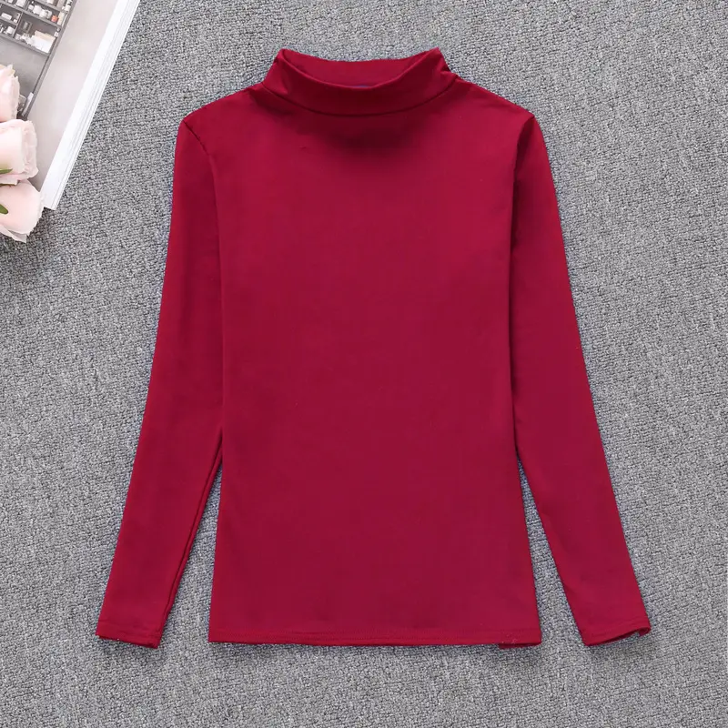 Women's Long Sleeve T-Shirt Pure Color Round Neck - Image 24