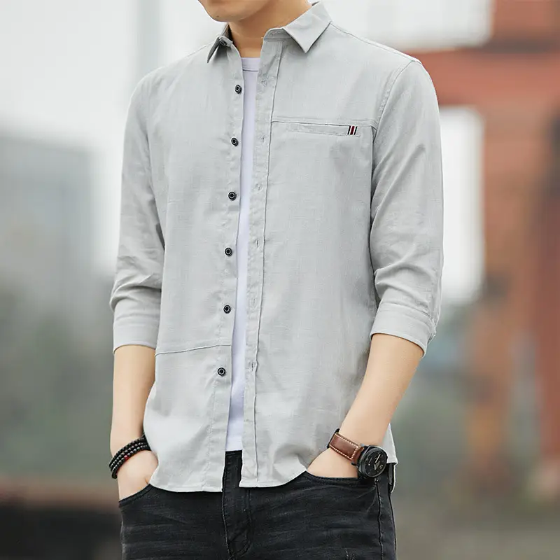 Men's Light Blue 7-Piece Button Shirt Slim Fit - Image 5