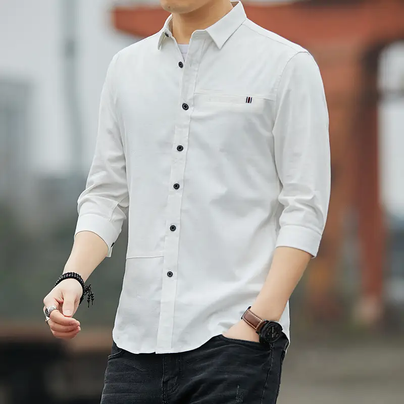 Men's Light Blue 7-Piece Button Shirt Slim Fit - Image 8