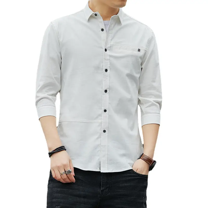 Men's Light Blue 7-Piece Button Shirt Slim Fit - Image 9