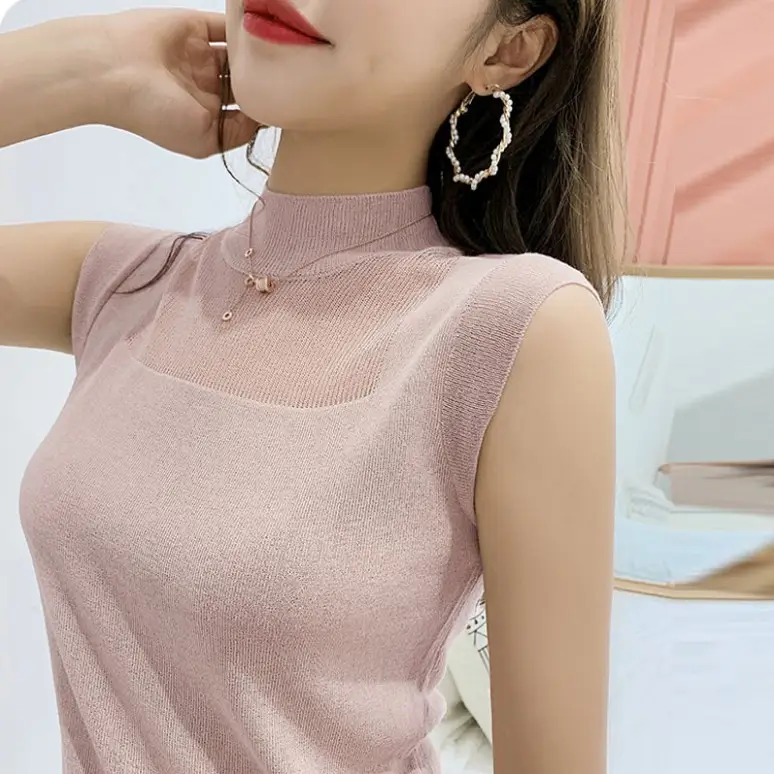 Women's Light Gray Sleeveless Summer Shirt - Image 11