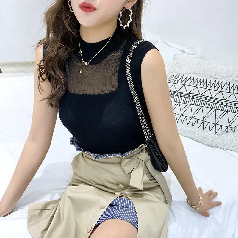 Women's Light Gray Sleeveless Summer Shirt - Image 13