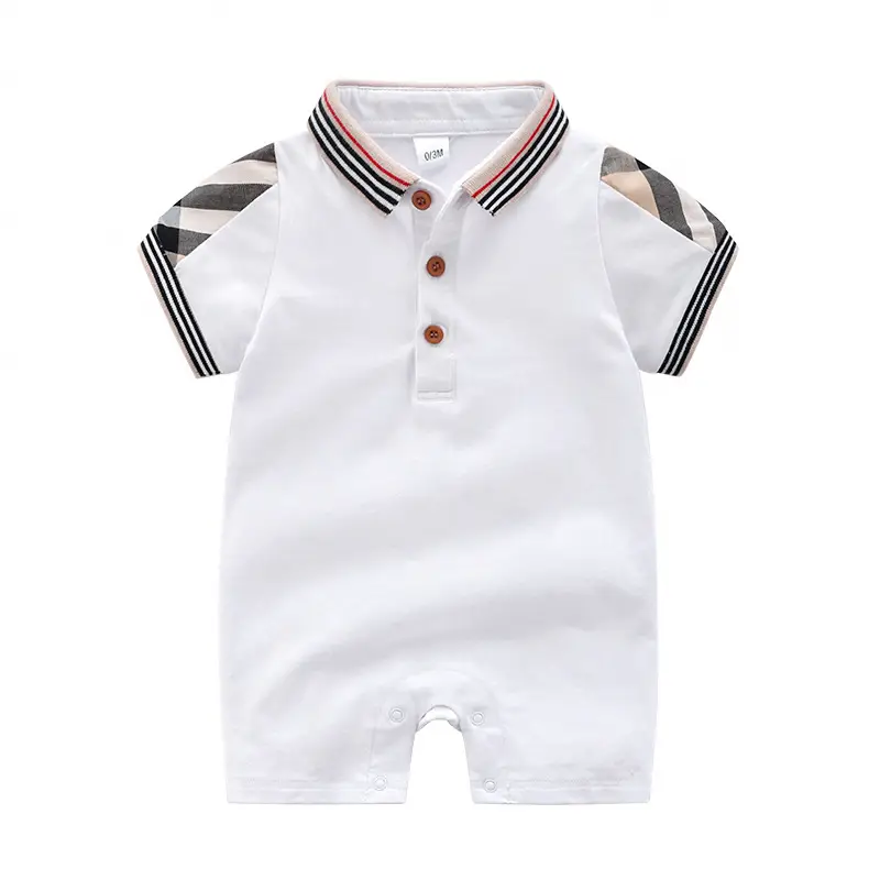 Baby Cotton Shorts White Striped Sleeve Short Sleeve