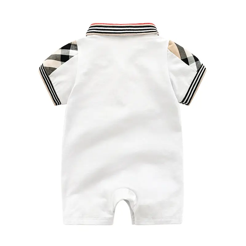 Baby Cotton Shorts White Striped Sleeve Short Sleeve