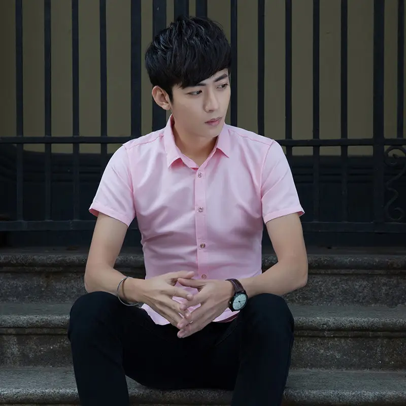 Men's Maroon Slim Fit Button Down Shirt - Image 9