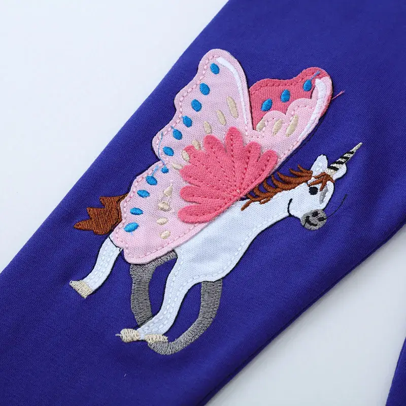 Girls Cotton Anti-Mosquito Pants Blue Dinosaur Print