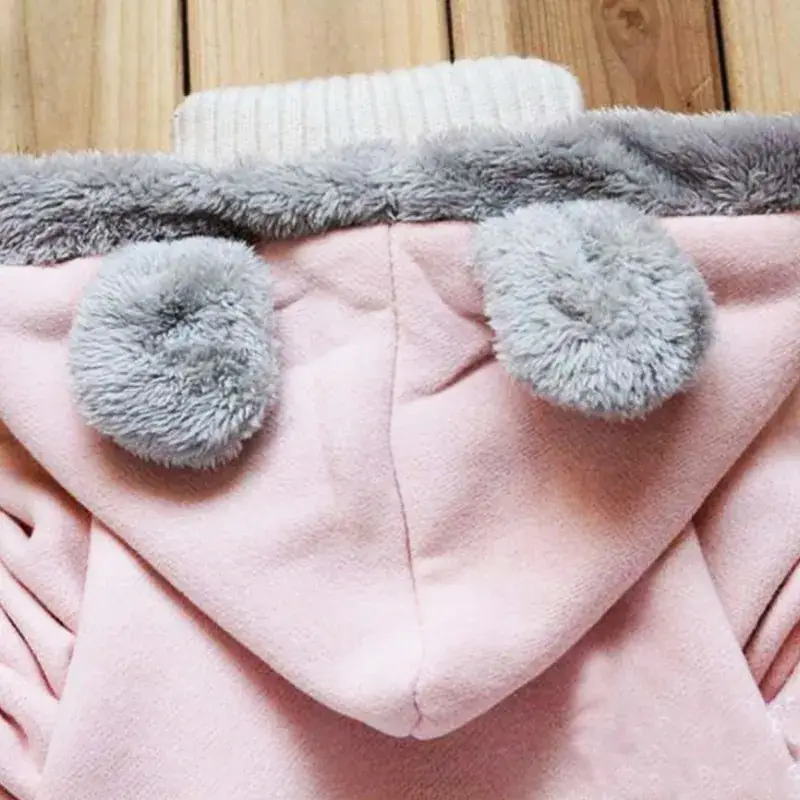 Girls Korean Style Fleece Hooded Sweater Grey Winter - Image 4