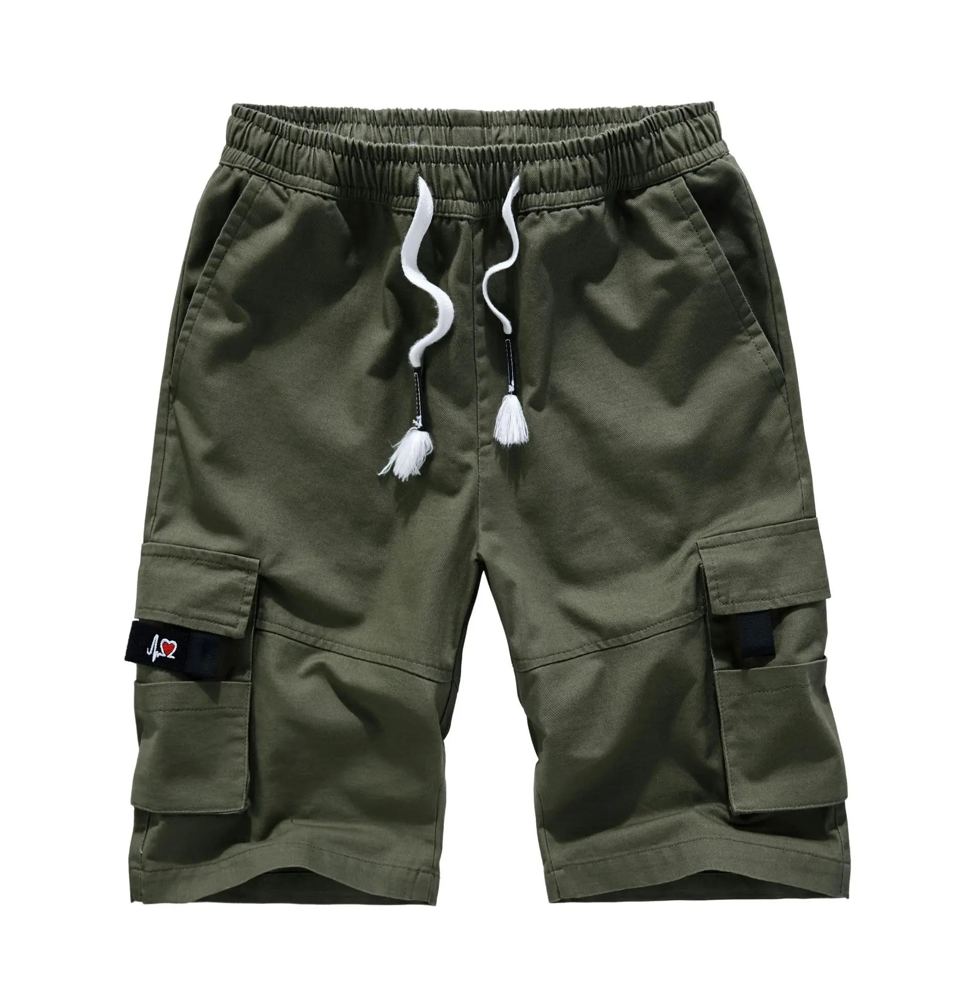 Men Black Cotton Cargo Shorts Large Cross-Border Multi-Pocket - Image 2