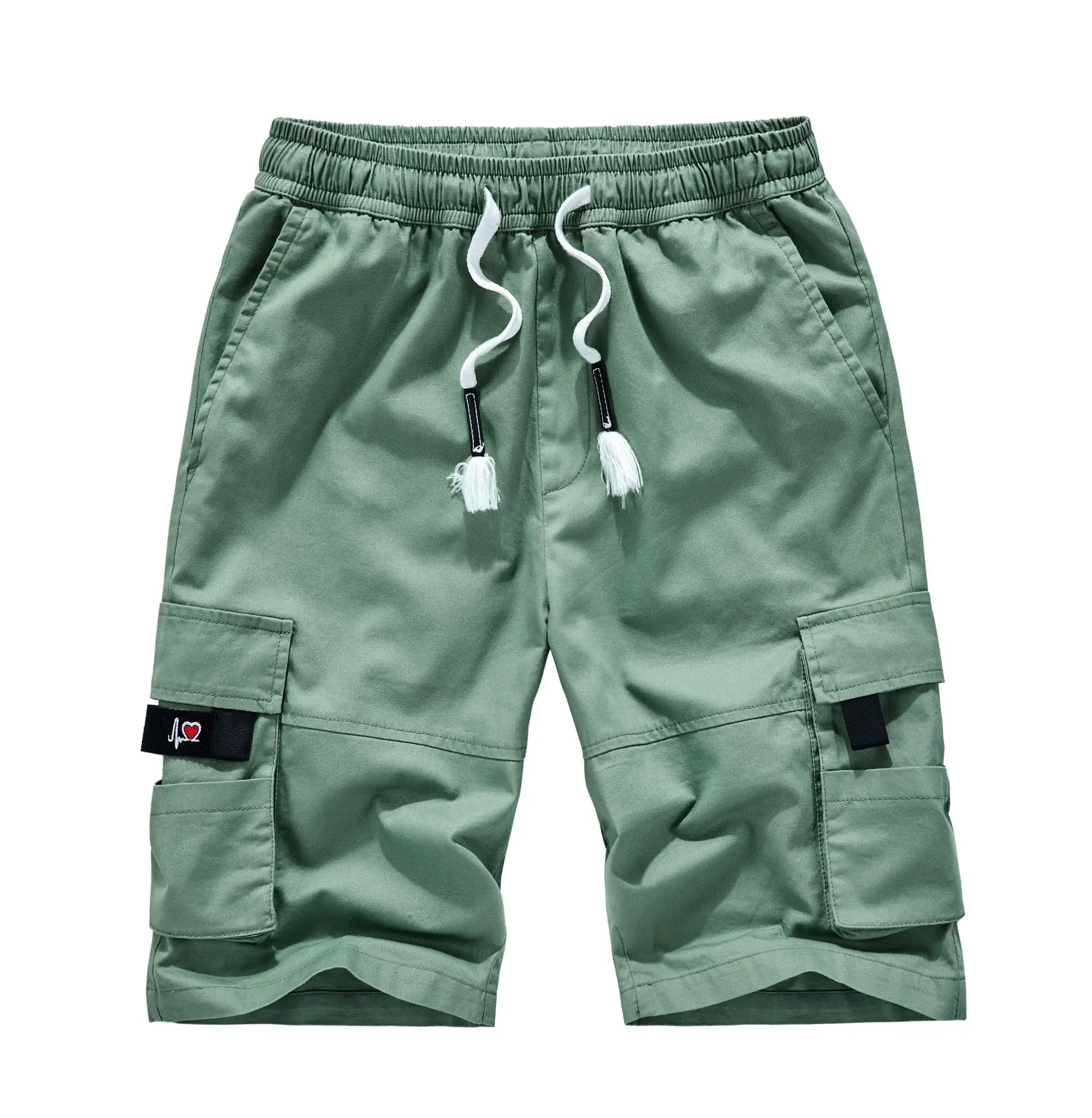 Men Black Cotton Cargo Shorts Large Cross-Border Multi-Pocket - Image 3