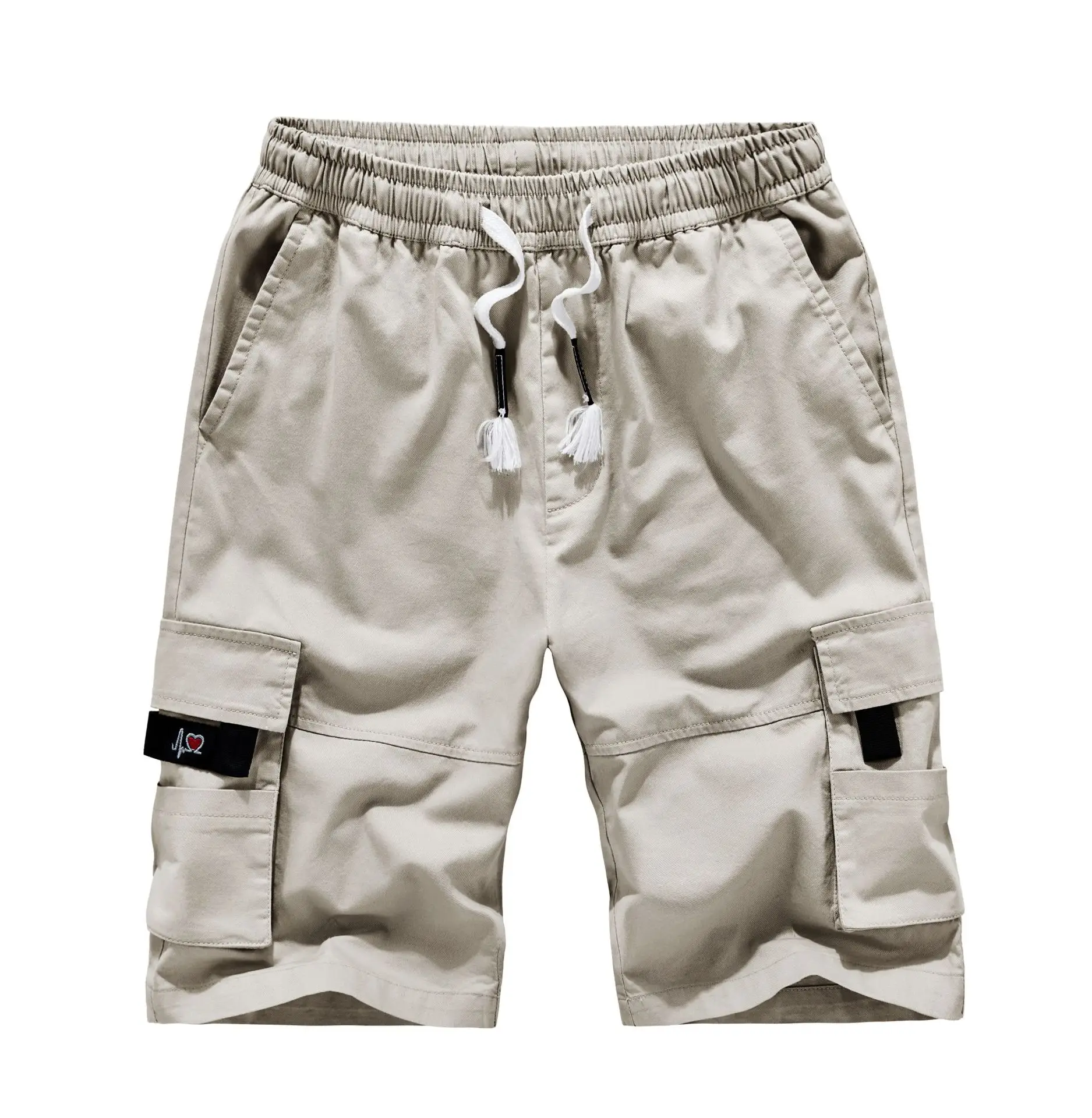 Men Black Cotton Cargo Shorts Large Cross-Border Multi-Pocket - Image 4