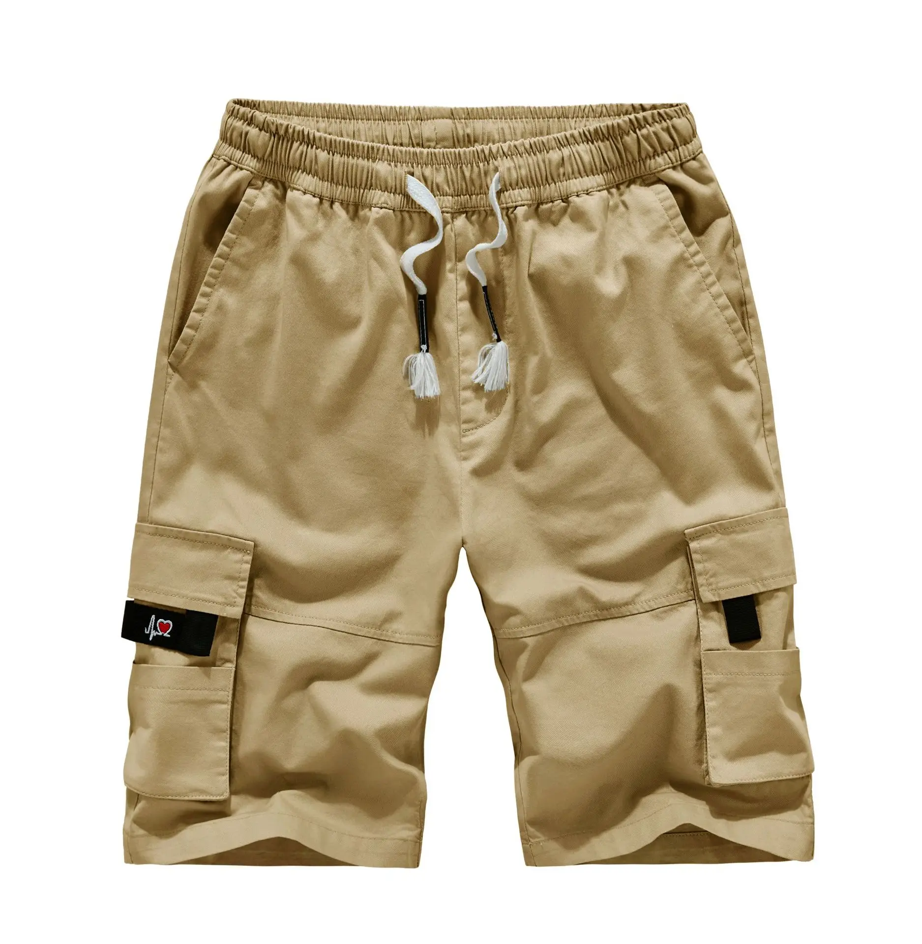 Men Black Cotton Cargo Shorts Large Cross-Border Multi-Pocket - Image 5