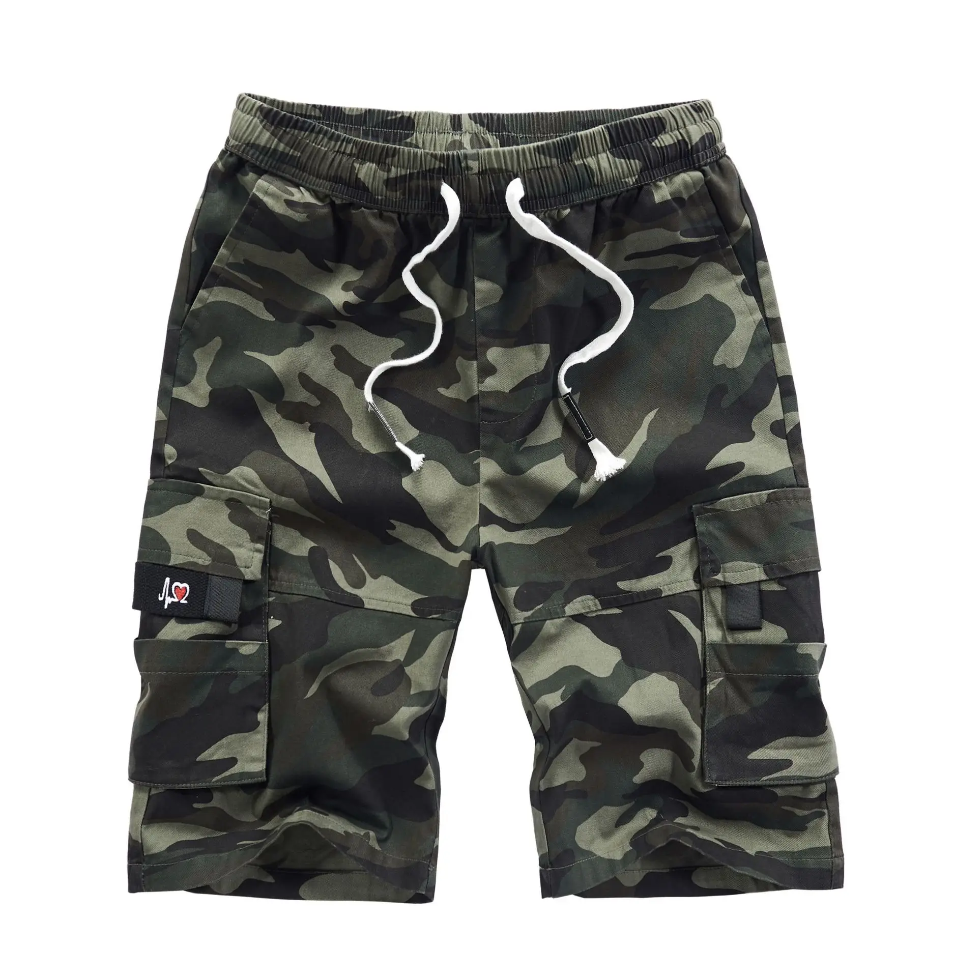 Men Black Cotton Cargo Shorts Large Cross-Border Multi-Pocket - Image 6