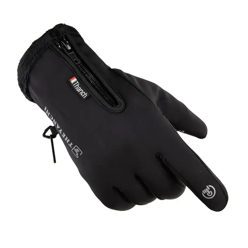 Men Winter Waterproof Gloves with Zipper & Touchscreen