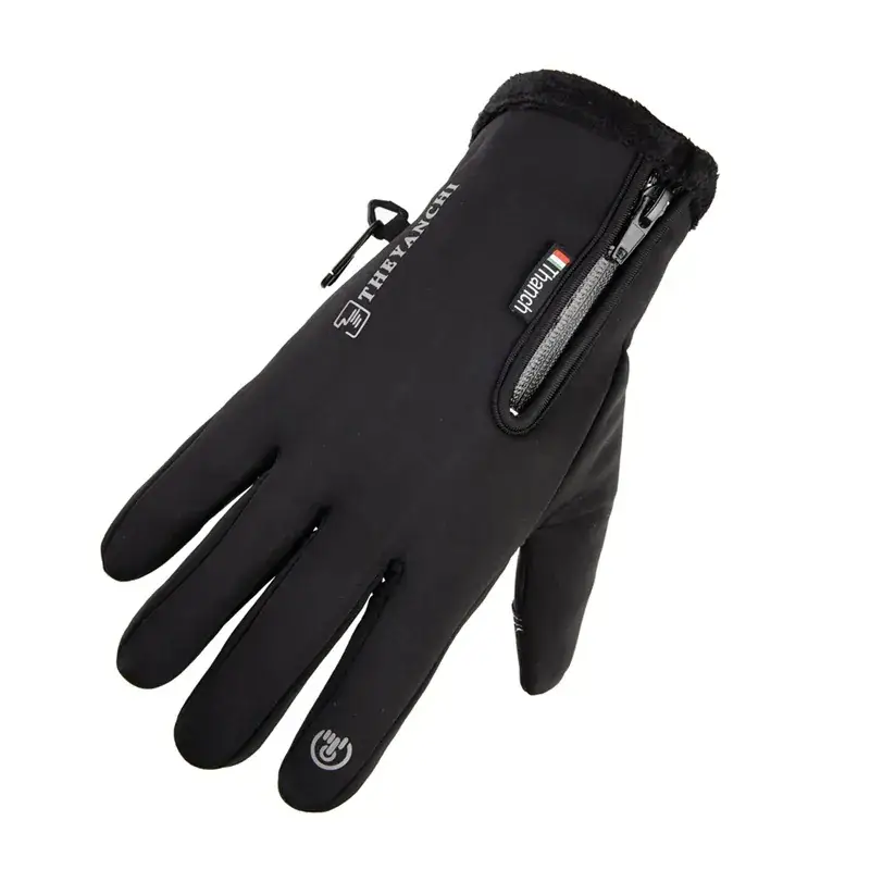 Men Winter Waterproof Gloves with Zipper & Touchscreen