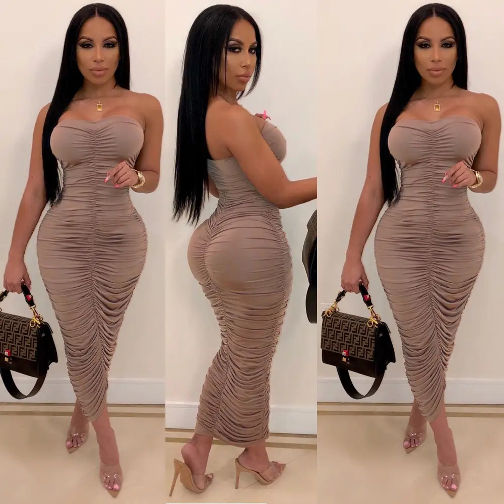 European & American Sexy Chest-Wrapped Dress