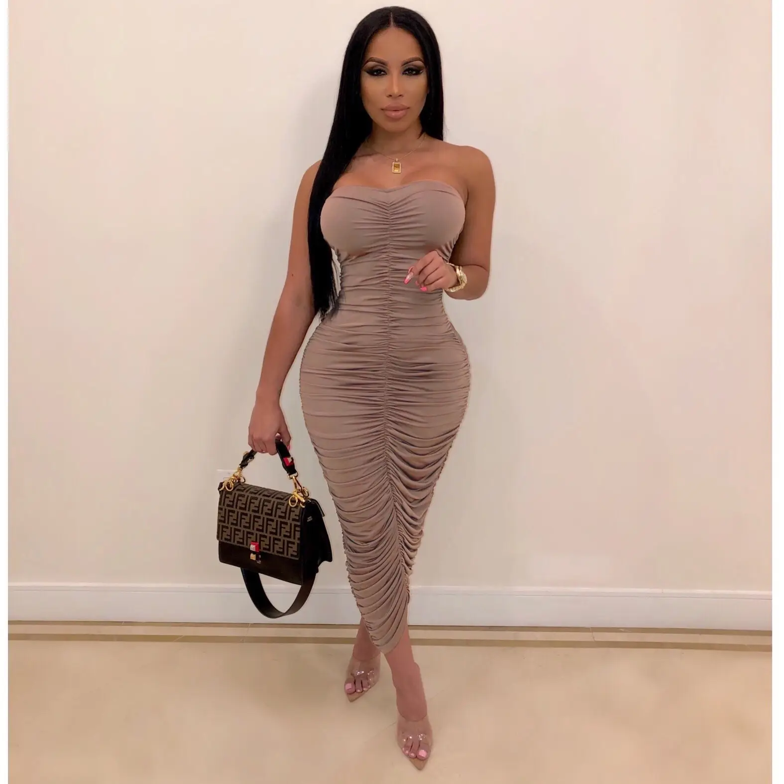 European & American Sexy Chest-Wrapped Dress