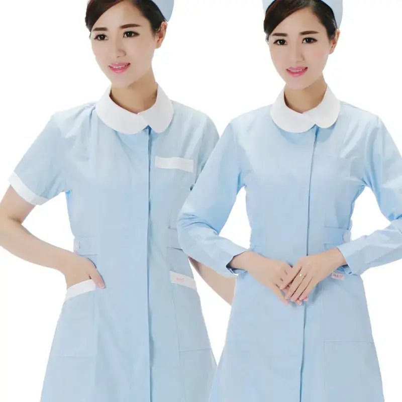 Nurses' White & Pink Short Sleeve Coats Winter Summer - Image 5