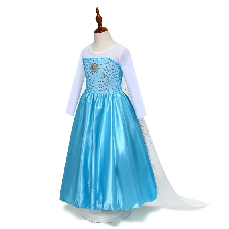 Blue Embroidered Frock for Girls Spring Festival Performance Dress - Image 3