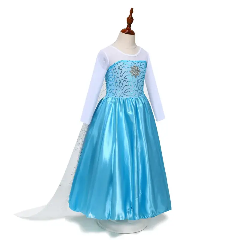 Blue Embroidered Frock for Girls Spring Festival Performance Dress - Image 4