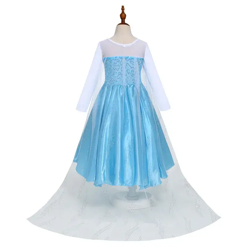 Blue Embroidered Frock for Girls Spring Festival Performance Dress - Image 5