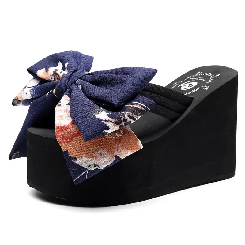 2019 Bow Flip Flop Women Large Size Wedge Sandals