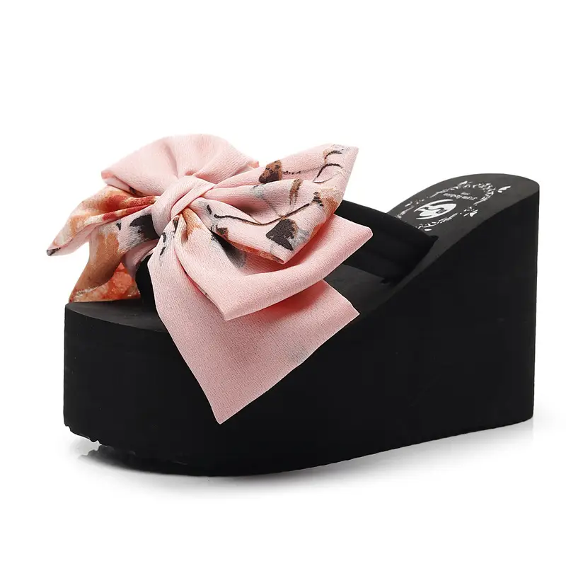 2019 Bow Flip Flop Women Large Size Wedge Sandals