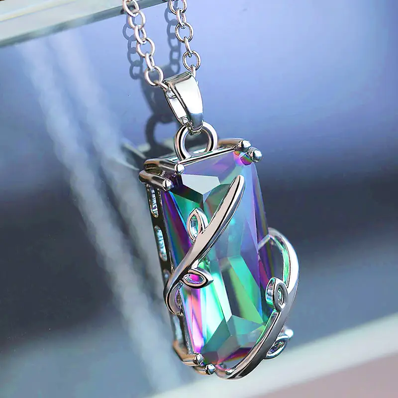 Anti-Zirconium Leaf Necklace for Women European American Topaz - Image 2