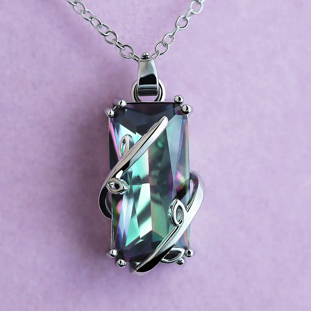 Anti-Zirconium Leaf Necklace for Women European American Topaz — feature 2