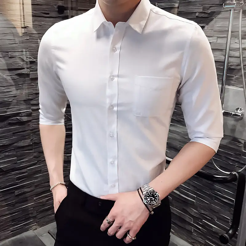 Men's Light Blue Cotton Sleeve Shirt Casual Fit - Image 7