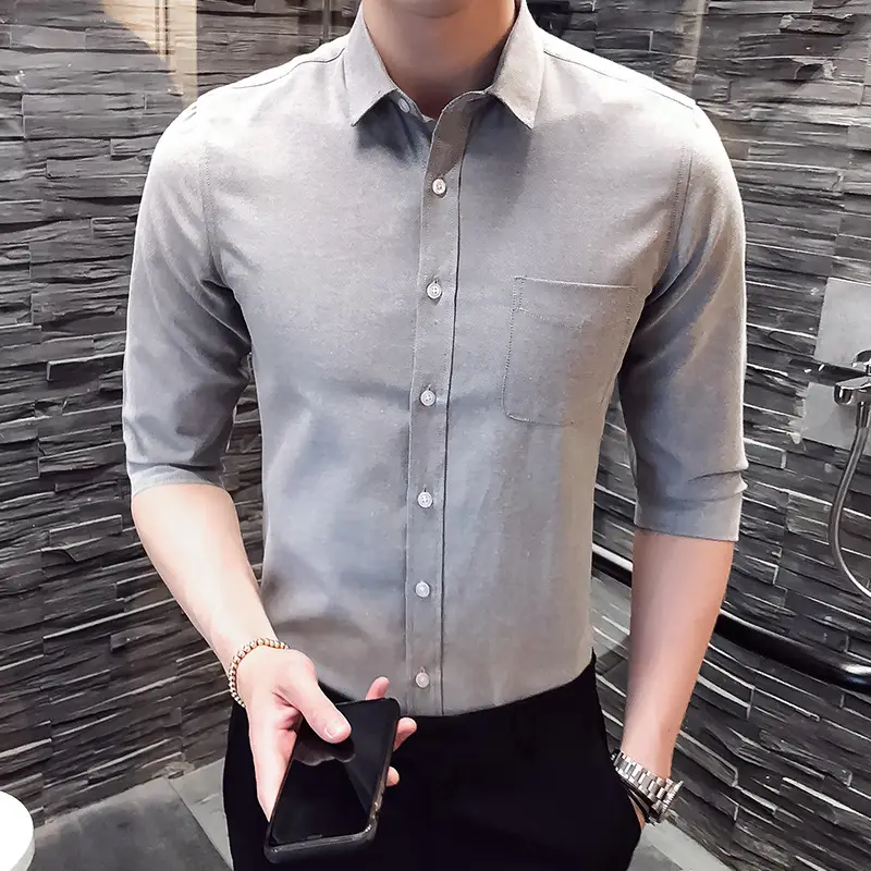 Men's Light Blue Cotton Sleeve Shirt Casual Fit - Image 8