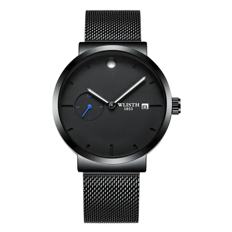 Men's Black Mesh Watch Small Second Hand - Image 2
