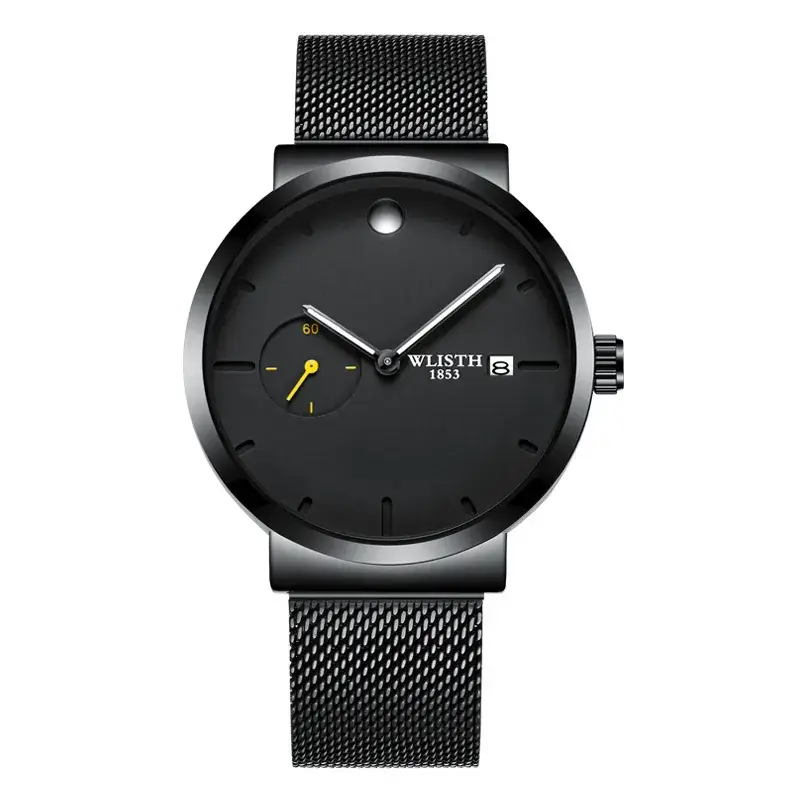 Men's Black Mesh Watch Small Second Hand - Image 3
