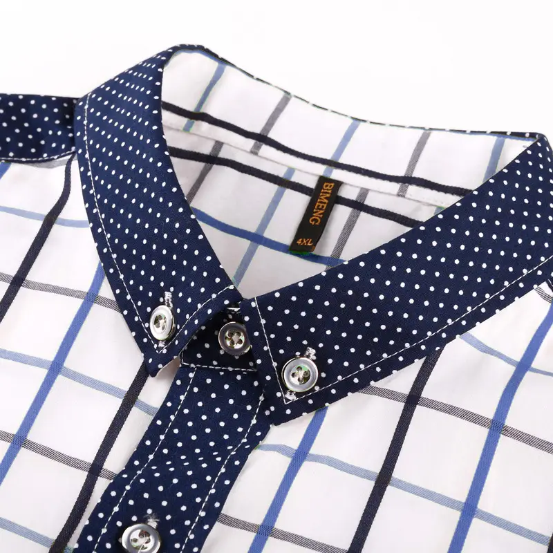 Men's Bi Meng Checkered Fat Shirt Short Sleeve Summer - Image 4