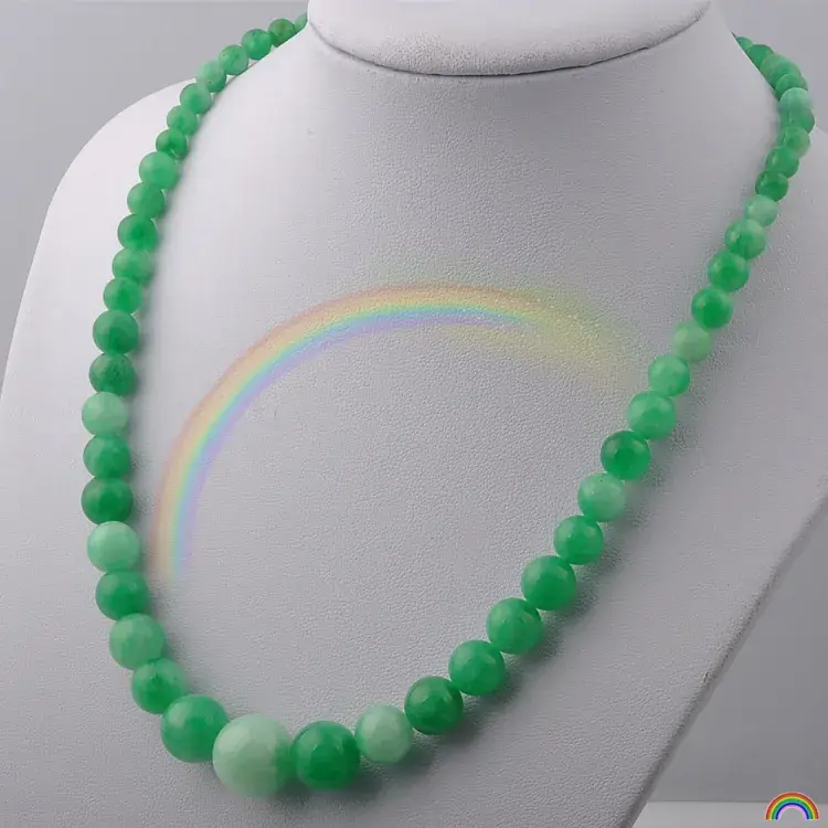 Green Jade Beaded Necklace for Women Gift - Image 2