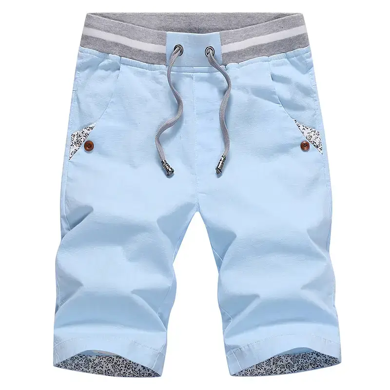 Men 2019 Summer Straight Cut Shorts Cream Gray - Image 2