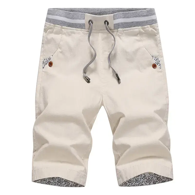 Men 2019 Summer Straight Cut Shorts Cream Gray - Image 4