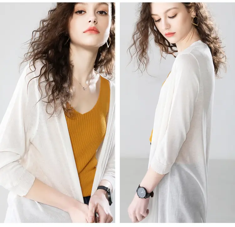 Women's Summer Shawl Thin Coat Ice Silk Knitted — feature 14