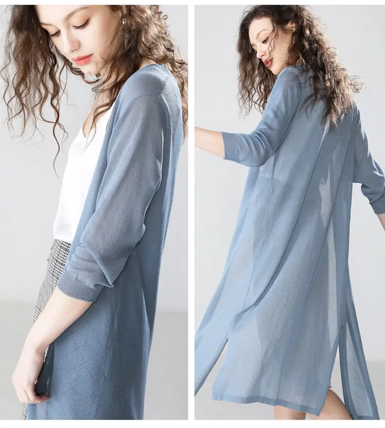 Women's Summer Shawl Thin Coat Ice Silk Knitted — feature 19