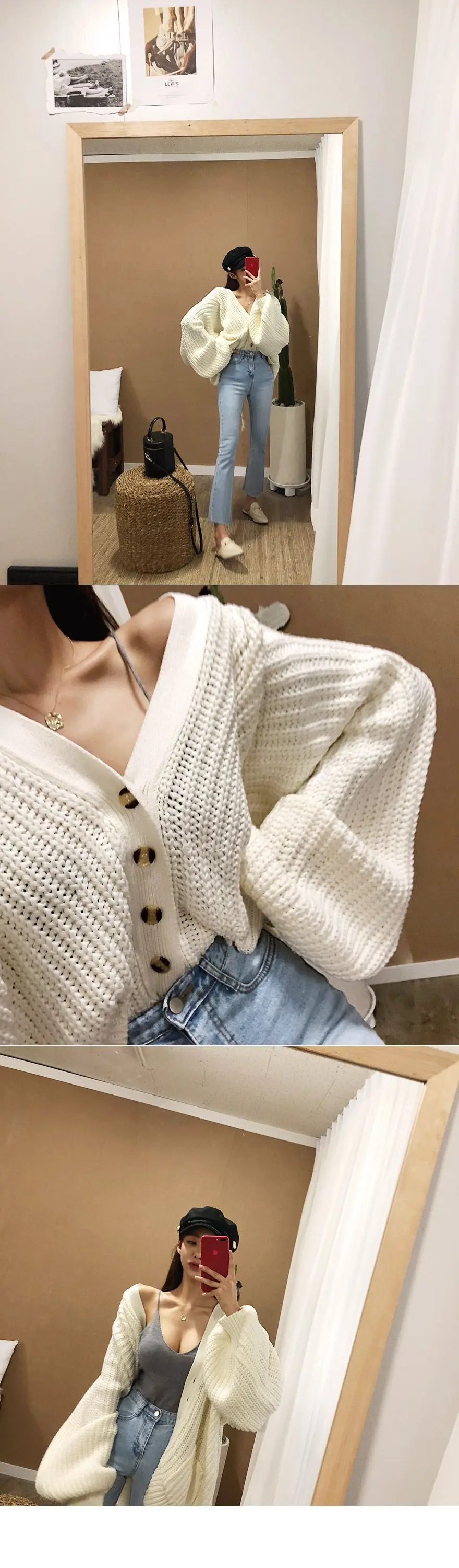 Red Low-Cut Slim-Fit Warm Camisole with Blue Jeans — feature 19