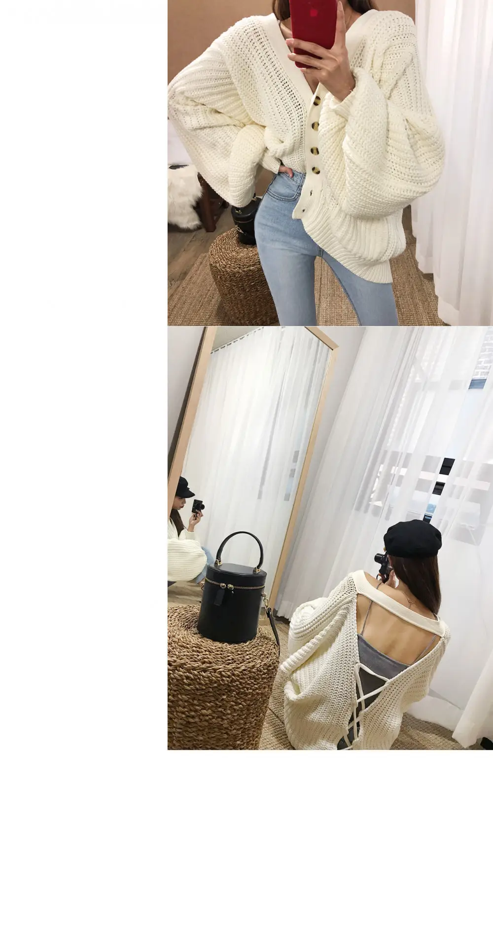 Red Low-Cut Slim-Fit Warm Camisole with Blue Jeans — feature 9