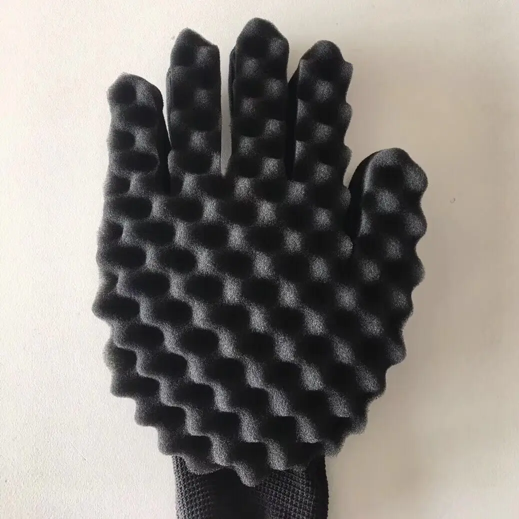 Black Curly Hair Sponge Gloves for Styling - Image 2