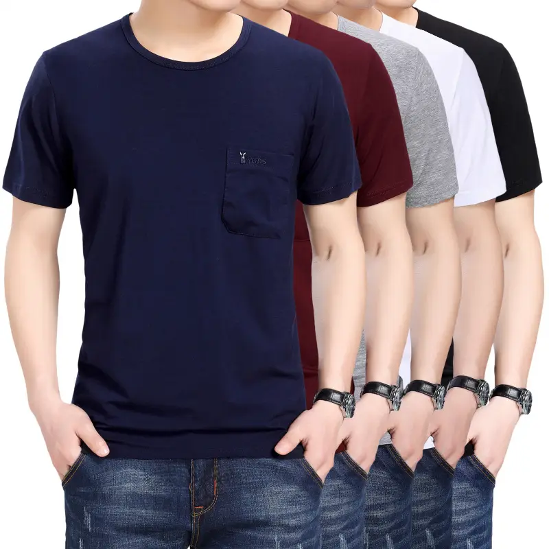 Men Navy T-Shirt with Pocket for Men - Image 7