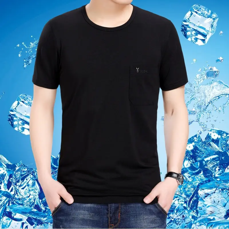 Men Navy T-Shirt with Pocket for Men - Image 2