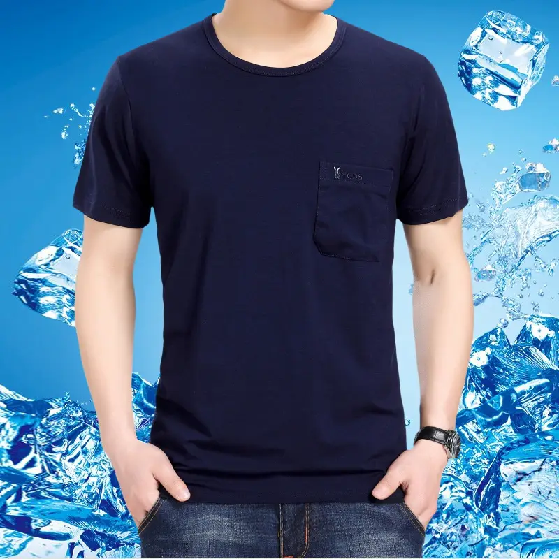 Men Navy T-Shirt with Pocket for Men - Image 5